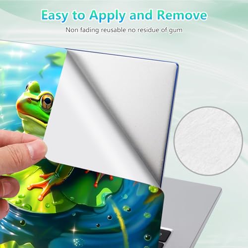Laptop Skin Sticker Decal 12"-15.6" Universal Laptop/Notebook/Netbook Vinyl - Waterproof Scratch Resistant,Fits HP Dell Lenovo MacBook,2 Free Wrist Pads,Easy Apply & Remove,Cute Frog Lotus - color: Cute Frog Lotus