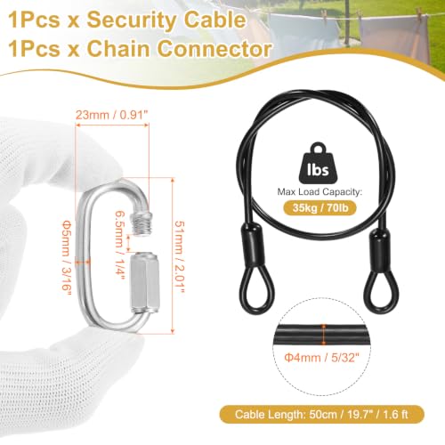 PATIKIL Security Cable Lock (5/32" Dia 1.6ft, Black) Vinyl Coated 304 Stainless Steel Double Loop Flexible Wire Rope Safety Cable with Quick Links Locking Connectors - color: Black, size: 5/32" x 1.6ft