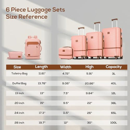 Joyway Expandable Carry on Luggage Sets Airline Approved, Lightweight Hard Shell 20 Inch Carry-on Suitcase with Spinner Wheels (Carry on luggage，Pink) - color: Pink, size: Carry on luggage