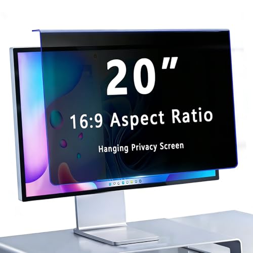 Hanging Privacy Screen Filter for 20" 16:9 Widescreen Computer Monitor, Anti-Peep & Blue Light Blocking, ±30° Privacy Shield, Eye Protection for Office & Data Security (20" 16:09 (458×270mm)) - size: 20"16:09 (458×270mm)