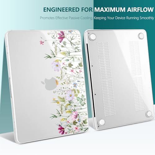 Batianda Case for MacBook Neo 13 Inch 2026 Model A3404, Wildflower Meadow | 4-in-1 Laptop Accessories Bundle with Wildflower Field Art, Ultra Slim Hard Shell for Women and Students - color: Wildflower Meadow