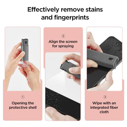 YTT Screen Cleaner, All-in-One Spray & Wipe Cleaner, with Transparent Protective Shell for All Phones, Laptop and Tablet Screens (Gray) - color: Gray