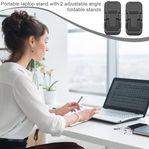 Foldable Laptop Stand Multipurpose Compact Folding | Small for Home, Company, Travel, Desk - Foldable Notebook Stand, Multipurpose Portable Desk Riser, Travel Compact Foldable - size: Double gear black
