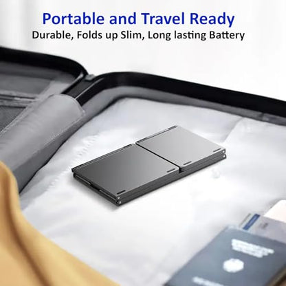 Slim Foldable Wireless Keyboard Compatible with Lenovo ThinkPad 8 64GB with TOUCHPAD Mouse Fully Universal Providing 48H Use, 560 Days Standby, Portable, Compact, Tri-Fold, Rechargeable!