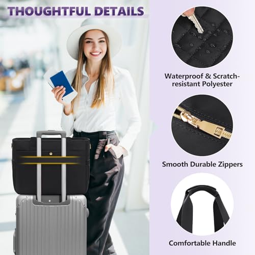 SDYSM Teacher Tote Bag 15.6 inch Laptop Bag Work Bags for Women Nurse Tote Professional Computer Messenger Shoulder Bags Laptop Briefcase for Office, College, Nursing, Black - color: Black