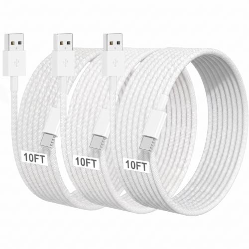USB A to USB C Cable [3-Pack 10FT], Apple CarPlay & Fast Charger Type C Cord for iPhone 17 16 15 Pro Max/Plus, iPad Pro/Air, Samsung Galaxy S25 S24 Ultra and More - size: 10FT