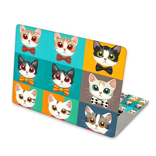 Universal Laptop Skin Sticker for 12/13/14/15.6 Inch Laptops, Reusable Vinyl Laptop Decal Cover, Waterproof Scratch Resistant Notebook Skin with 2 Wrist Pads,Cute Cat Head - color: Cute Cat Head