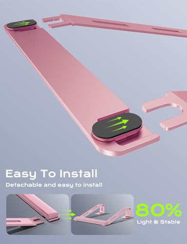 JCZT Aluminum Laptop Stand, Notebook Stand with Wrist Rest, Ergonomic Detachable Laptop Mount, Computer Stand Compatible with 10-17'' All Laptops Such as MacBook Air Pro/HP/Dell/Lenovo, Pink - color: Pink
