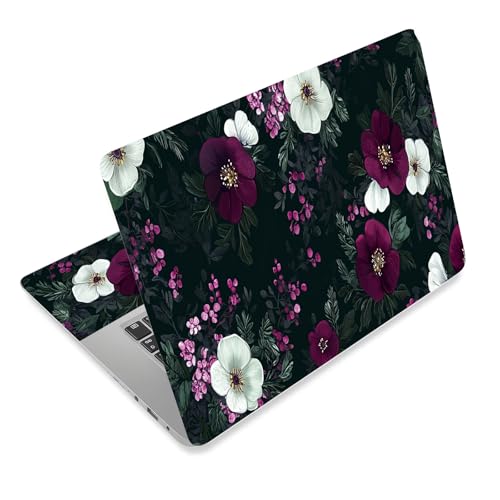 Laptop Skin Sticker Decal for 12 13 13.3 14 15 15.6 in, Universal Vinyl Waterresistant Protector Cover for Notebook PC Netbook, Computer Decor for Women Girls Dark Floral - color: Dark Floral