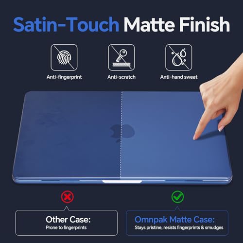 Omnpak for MacBook Air 13 inch Case, M5 M4 M3 M2 2026-2022 A3449 A3240 A3113 A2681, Scratch & Fingerprint Resistant, Frosted Matte Lightweight Hard Shell Protective Cover for MacBook Air 13.6 inch - color: Matte Blue