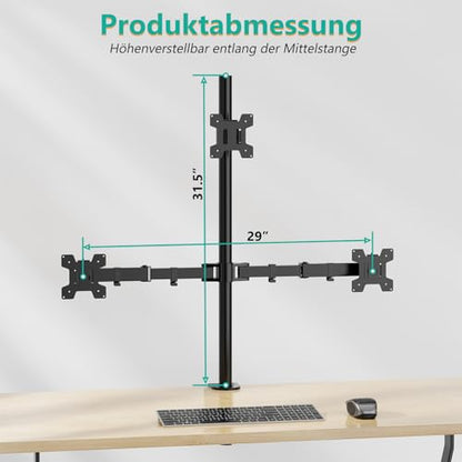 WALI Tall Triple Monitor Mount for 13-27 inch Computer Screens, 3 Monitor Desk Mount, Holds up to 22 lbs, Adjustable Triple Monitors Stand with Swivel Tilt Rotation, 75x75/100x100mm (M003), Black - size: 13"-27", style: Triple