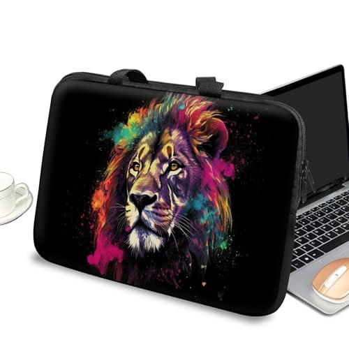 Universal Laptop Case Sleeve 10 inch with Handle and Zipper, Kids Tablet Carrying Case Messenger Bag Portable Tote Bag for 7-10 inch iPad/Notebook/eBook/Readers, Lion - color: Lion, size: 10 inch