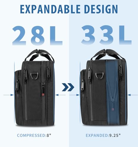 EMPSIGN Laptop Bag Mens Briefcase, Fits 17.3 Inch Messenger Bag, Black | Expandable Messenger Bag for Men & Women, Water Resistant, Shoulder Bag Canvas Bag, For Work Business Travel - color: Black/Pu/Red