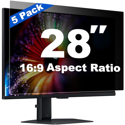 [5 Pack] 28 Inch Computer Privacy Screen for 16:9 Widescreen Monitor, Anti-Glare Privacy Filter, Removable Anti-Scratch Anti-Spy Screen Protector - color: 28 Inch (Diagonal) - 16:9 Aspect Ratio, style: 5 PACK