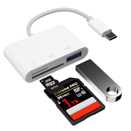 USB SD Card Reader 3.0, USB C Card Reader for iPhone 15/16 iPad MacBook Windows Android, 3 in 1 TF & SD Card Adapter, Portable Micro SD Memory Card Adapter, Trail Camera Viewer, Plug and Play