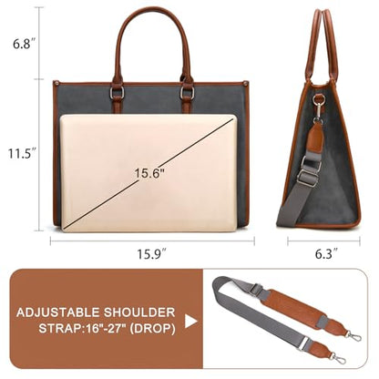 Montana West Laptop Tote Bag for Women 15.6 Inch Computer Bags Business Office Work Briefcase With Adjustable Shoulder Strap - color: Grey