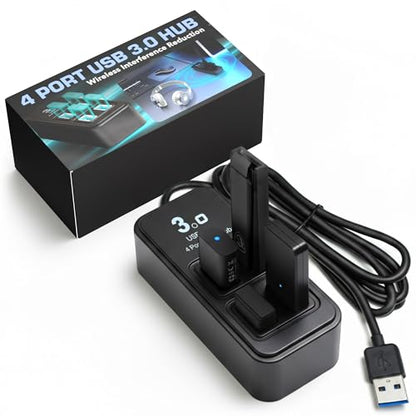 Rebuff Reality 4-Port USB 3.0 Hub for Wireless VR Dongles and Gaming | Reduces Wireless Interference for VR Dongles and Provides a Stable Connection for Mouse, Keyboard, Headset, PC, Mac - size: 4-PORT