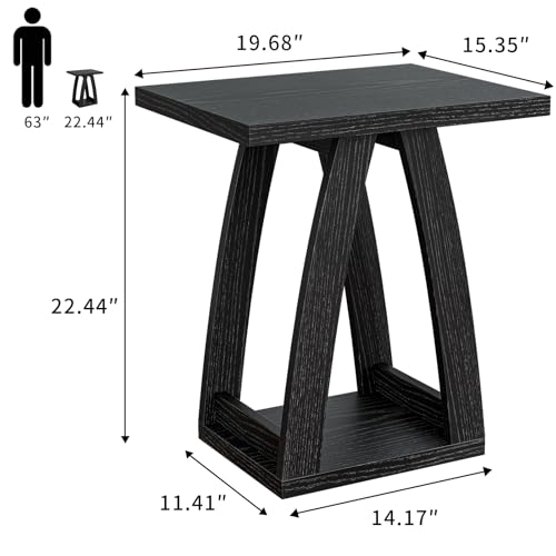 End Tables Living Room. Side Table Beside Sofa. Modern End Table for Living Room. Couch Side Table with Shelf. Black Wood Side Tables - color: Black