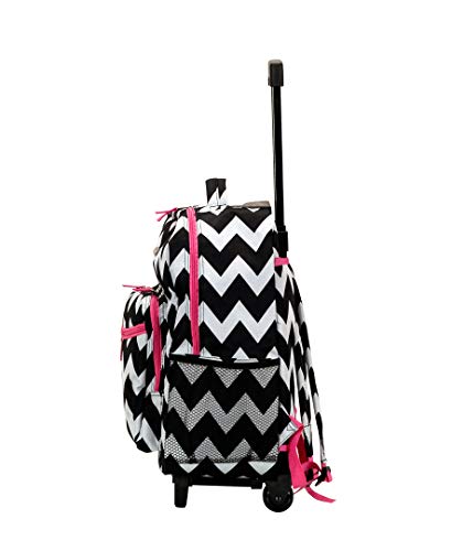 Rockland Double Handle 17" Rolling Backpack, Pink Chevron - color: Pink Chevron, size: One Size