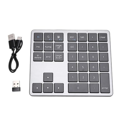 Wireless Number Pad, 35 Key Quiet Scissor Switch, Ultra Light Compact, Bluetooth 2.4G Dual Mode, Rechargeable, for Laptop PC Desktop (Black) - color: Black