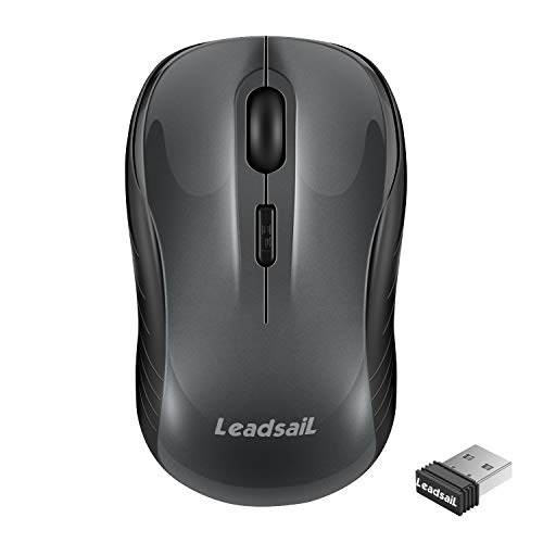 LeadsaiL Wireless Mouse, 2.4Ghz USB Cordless Mouse for Laptop, Compact Silent Mice, 4 Buttons, 3 Adjustable DPI, Ergonomic Optical Mouse for MacOS and Windows Coumpter, Notebook - color: Light Grey