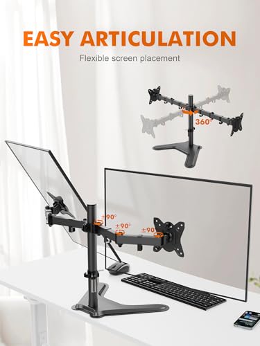 GRIFEMA Support Two Monitors for 13-32'' LED/LCD, Support 2 Monitors | Monitor Arm Height Adjustable, Tilt, Rotate, Rotate, Cable Management, up to 22 lbs, VESA 75/100mm - style: U Base