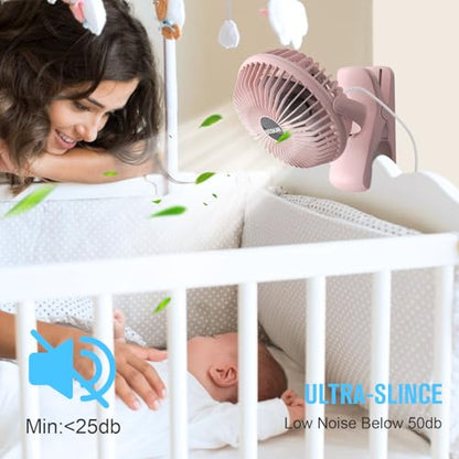 BESKAR Small Clip on Fan, 3 Speeds USB Fans with Strong Airflow, Clip & Desk Fans USB Plug in with Sturdy Clamp - Ultra Quiet operation Fan for Office Dorm Bedroom Stroller | 3 Speeds Strong Airflow, Sturdy Clamp, Ultra Quiet Personal Cooling Fan for Offi