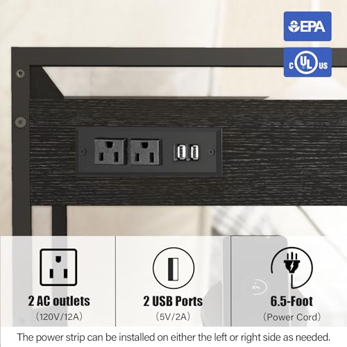 Livofloral Printer Stands with Charging Station, 25.2 x 18.9 Inch Large Printer Stand with Wheels for Home Office, 3 Tier Printer Table with Power Outlet USB Port, Printer Shredder Stand, Black - color: Black