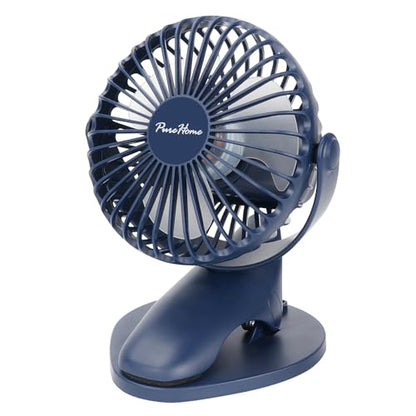 Portable Clip Fan Battery Operated,3 Speeds USB Rechargeable Mini Table Fan with Strong Airflow,360°Rotation Ultra Quiet Personal Desk Fan for Home Office Bedroom Dorm Stroller Camping - DeepBlue - color: DeepBlue