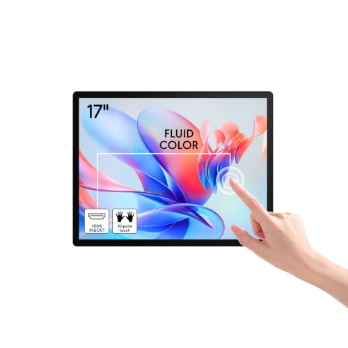 17 Inch Capacitive Touchscreen Industrial Monitor, HDMI/VGA/USB Ports, VESA Mount, Embedded Design for Industrial Control, Advertising, POS, Kiosk & Mirroring - size: 17.0 Inch