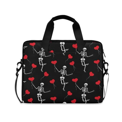 Romantic Skull Gothic Halloween Skeleton Laptop Bag Case 13 14 15.6 inch Laptop Messenger Bag Crossbody Briefcase for Men Women with Shoulder Strap Handle