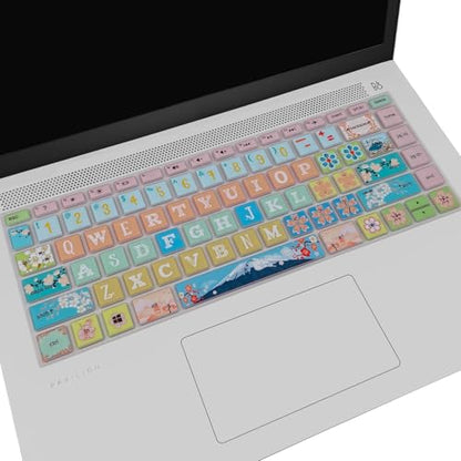 Keyboard Cover for HP 14" Laptop/HP Pavilion x360 14M-BA/CD 14M-DH 14-BF 14-cm 14-CF 14-DF 14-dk 14-DS 14-dq 14-FQ Series, 14-dq0020nr/dq0030nr, 14-fq1025nr/fq0033dx, Sakura - color: Sakura