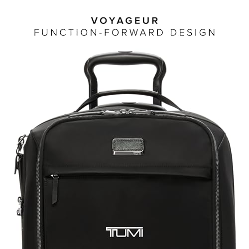 TUMI - Voyageur Leger 4 Wheeled Luggage - Women's Lightweight and Spacious, Sleek Silhouette, Durable Premium Suitcase - 16" Compact Front Pocket Carry On, Black with Gunmetal Hardware - color: BLACK/GUNMETAL, style: 16" Compact Carry-on