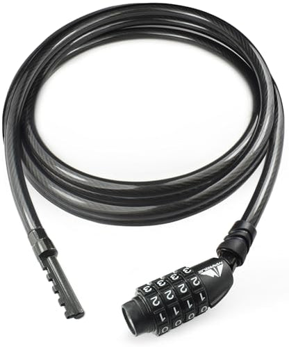 Straight Combination Bike Lock Cable - 3/8 inch (5FT, 10FT, 15FT, 25FT) Resettable Combination Lock, Anti-Theft Security Cable for Bicycles, Kayaks, Paddle Boards and Outdoor Gear (10 FT) - color: 10 FT