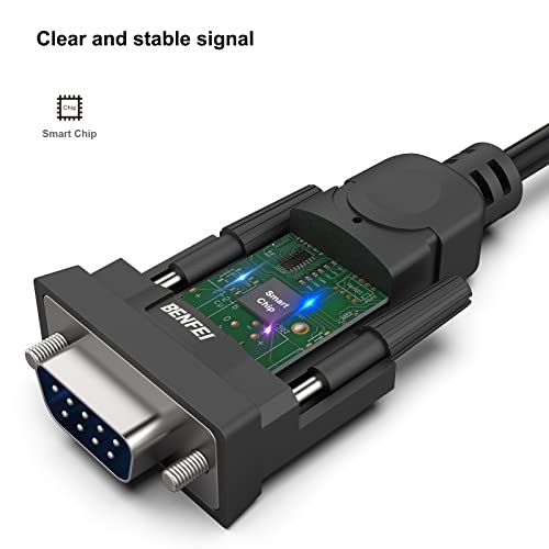 BENFEI USB to Serial Adapter, USB to RS-232 Male (9-pin) DB9 Serial Cable, Prolific Chipset, Windows 11/10/8.1/8/7, Mac OS X 10.6 and Above, 1.8M（Not VGA） - style: Male Screw