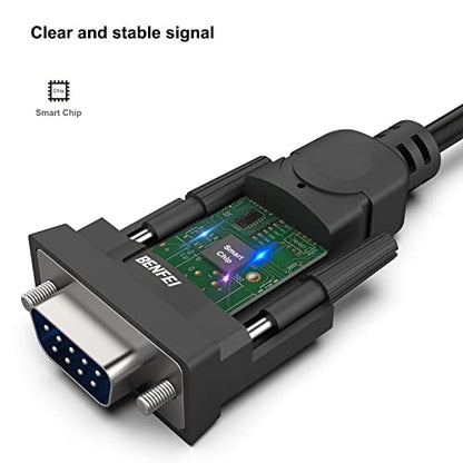 BENFEI USB to Serial Adapter, USB to RS-232 Male (9-pin) DB9 Serial Cable, Prolific Chipset, Windows 11/10/8.1/8/7, Mac OS X 10.6 and Above, 1.8M（Not VGA） - style: Male Screw