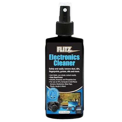 FLITZ Electronic Screen Cleaner Spray - 7.6oz of USA-Made Multi-Purpose Monitor Cleaner for Computers, TVs, Lenses, Phones, & More - Non-Streak, Anti-Static Screen Spray w/No Harsh Chemicals