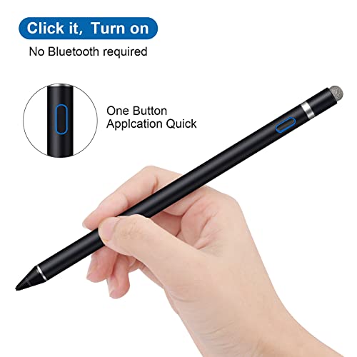 Active Stylus Pens for Touch Screens, Active Pencil Smart Digital Pens Fine Point Stylist Pen Compatible with iPhone iPad (Black) - color: Black