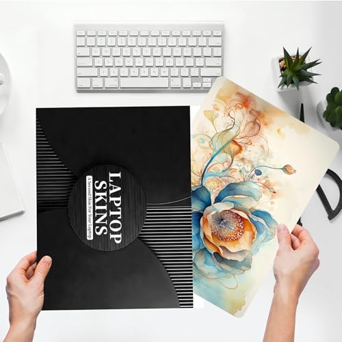 Universal Laptop Skin Sticker with 2 Wrist Pad Skins, Waterproof Scratch Resistant Vinyl Laptop Cover Decal, Cut to Fit for 11–15.6 Inch MacBook HP Dell Lenovo, Abstract Art Flower - color: Abstract Art Flower