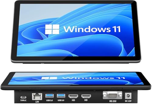 10.1 inch Industrial Embedded Panel PC, Win 11 Computer with 10 Points Touchscreen Tablet, Celeron N5095 8GB RAM/128GB ROM, Dual HDMI 2.0 WiFi 5 Bluetooth 5.0 for Office/Automation/Kiosk/Bar/Warehouse
