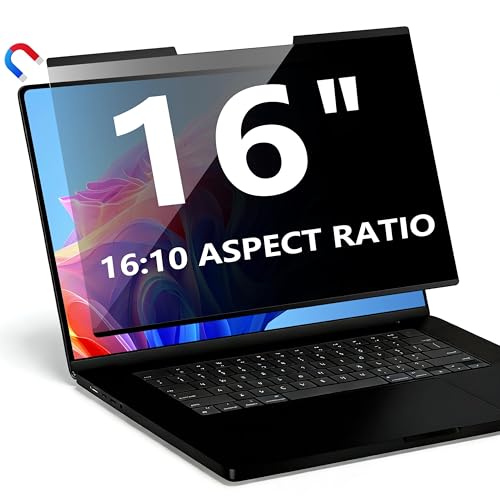 Magnetic Laptop Privacy Screen 16 Inch 16:10, Removable Computer Privacy Filter Shield and Anti Glare Blue Light Screen Protector, Compatible with HP Dell Acer Asus Samsung Lenovo ThinkPad - size: 16 Inch Laptop 16:10