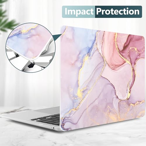 DONGKE Compatible with MacBook Air 13 inch Case 2021 2020 2019 2018 Release A2337 M1 A2179 A1932 with Retina Display & Touch ID, Plastic Hard Shell & Keyboard Cover - Marble - color: Marble