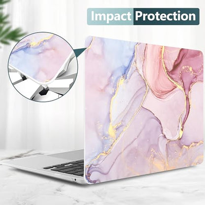 DONGKE Compatible with MacBook Air 13 inch Case 2021 2020 2019 2018 Release A2337 M1 A2179 A1932 with Retina Display & Touch ID, Plastic Hard Shell & Keyboard Cover - Marble - color: Marble