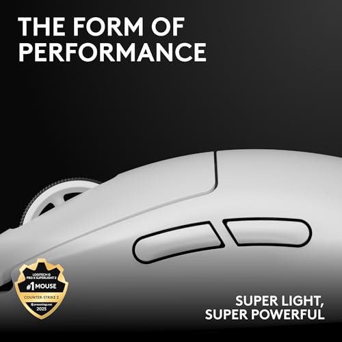 Logitech G PRO X Superlight 2 Wireless Gaming Mouse - White | 60g, Symmetrical Shape, <8 kHz Polling, 44K DPI, PowerPlay Wireless Charging Supported, USB-C, 5 Buttons, For PC/Mac - color: White, size: Classic, style: Mouse