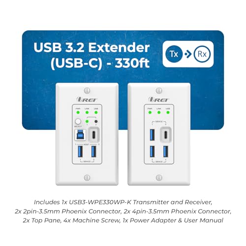 OREI USB Ethernet Extender RS-232 API Control Two-Way PoC GPIO USB 3.2 Gen1 - size: Dual Wall Plate