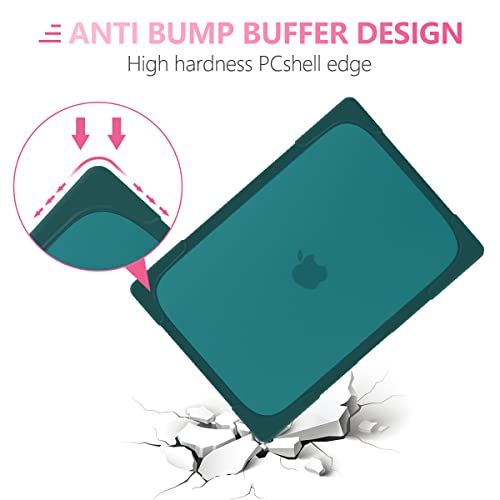 Batianda Heavy Duty Case for MacBook Pro 14 inch 2026-2021, Deep Teal | Fits M5/M4/M3/M2/M1 Pro Max Chip, Ergonomic Foldable Stand Holds 22 lbs, Shockproof Bumper, Matte Translucent Hard Shell - color: Deep Teal