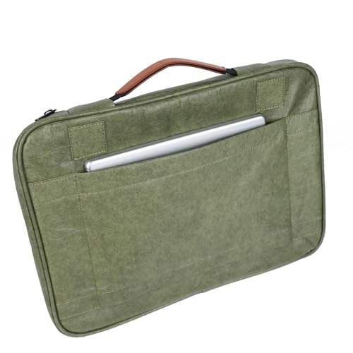 Laptop Briefcase with Front Pocket, Brown Handle, Professional Business Bag - color: Black