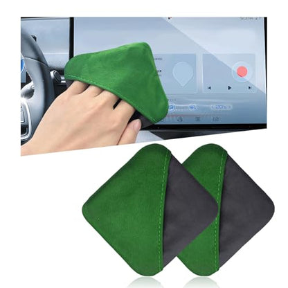 Ohleats 2 PCS Car Screen Cleaner, Microfiber Auto Screen Cleaning Pad, Foldable Touch Screen Cleaner Cloth for Vehicle Dashboard LCD Display, Car Cleaning Kits (Green&Gray) - color: Green&gray,2pcs