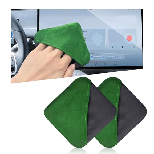 Ohleats 2 PCS Car Screen Cleaner, Microfiber Auto Screen Cleaning Pad, Foldable Touch Screen Cleaner Cloth for Vehicle Dashboard LCD Display, Car Cleaning Kits (Green&Gray) - color: Green&gray,2pcs