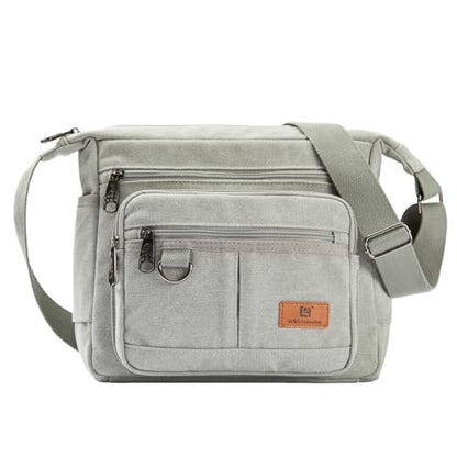 Rfid Crossbody Messenger Bag with Water Bottle Holders, 13 inch Laptop Shoulder Bag, Sling Satchel Purse w/Built-in Wallet - color: Ash Grey